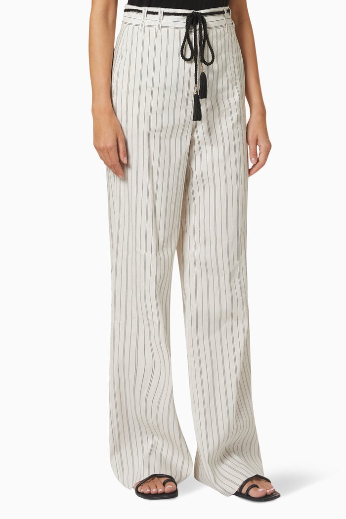 

Egle Straight-fit Pants in Linen Canvas, Neutral