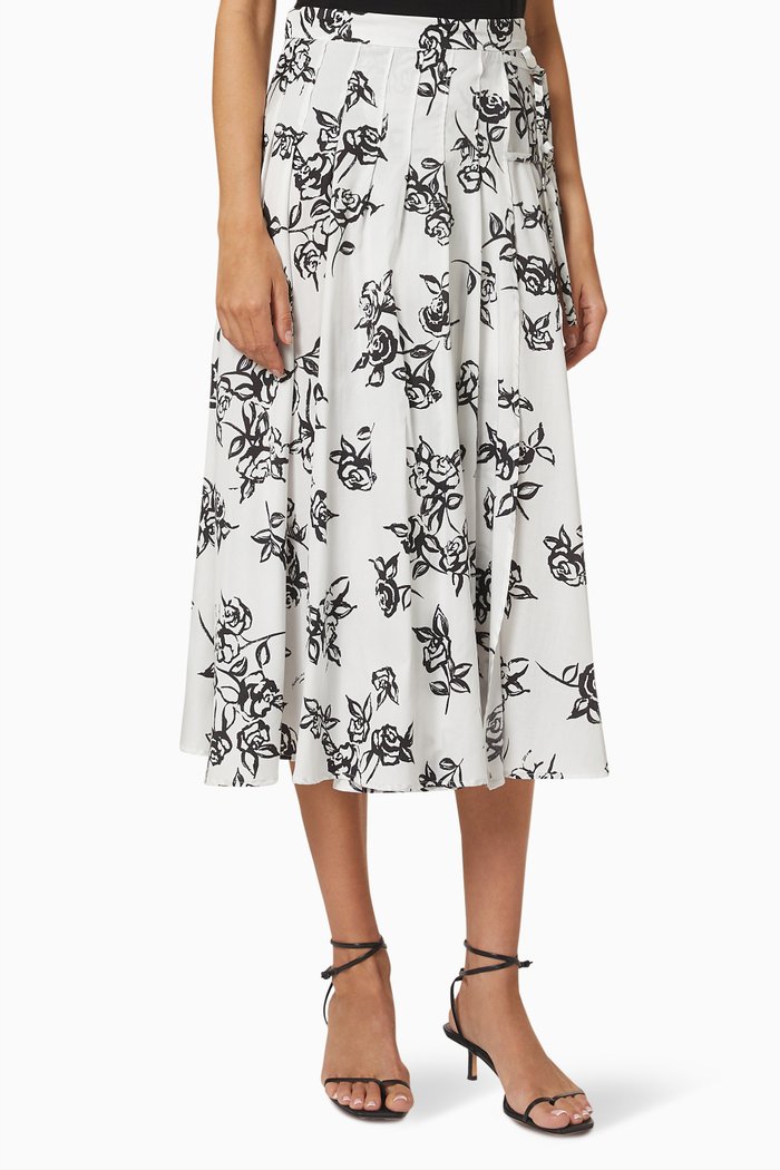 

Chopin Pleated Skirt in Cotton Poplin, White