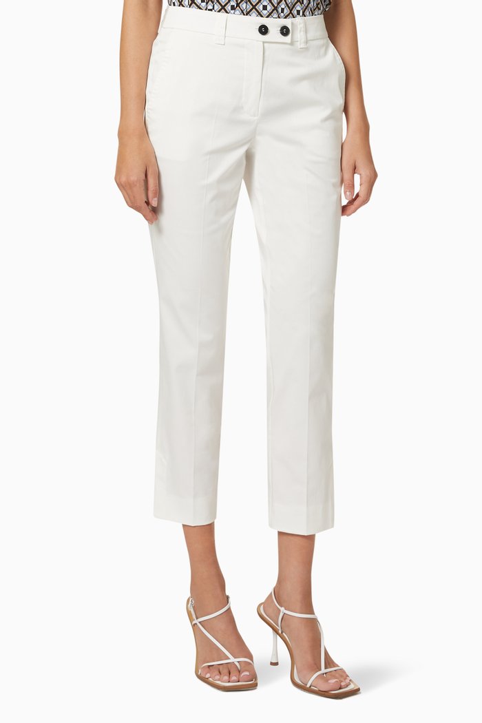 

Opunzia Cigarette Pants in Stretch Sateen, White