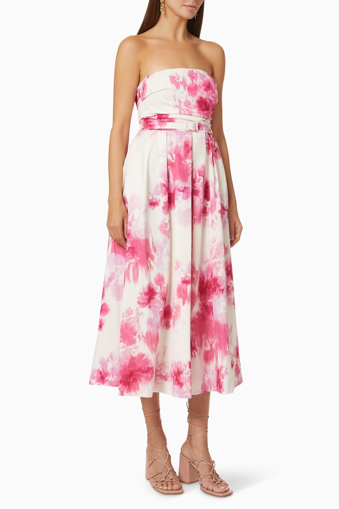 

Ecuador Patterned Dress in Stretch Cotton Blend, Pink