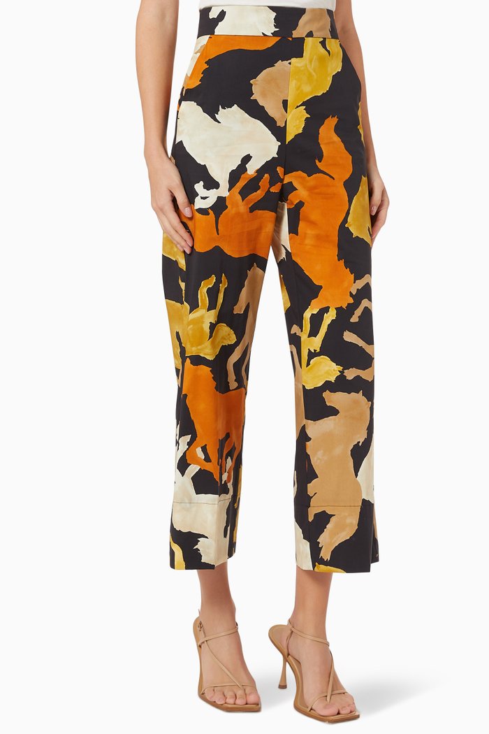 

Patterned Pants in Stretch Cotton Poplin, Black