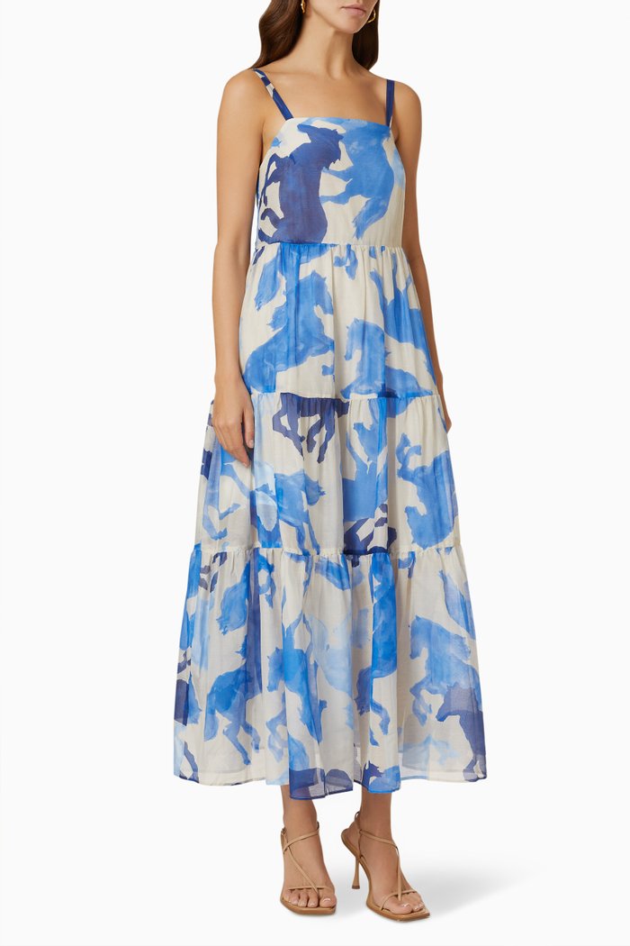 

Asterix Dress in Cotton & Silk, Blue