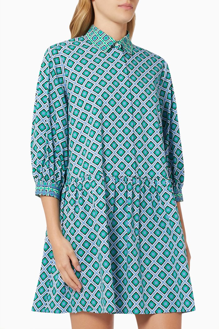 

Algebra Pattern Dress in Viscose, Blue