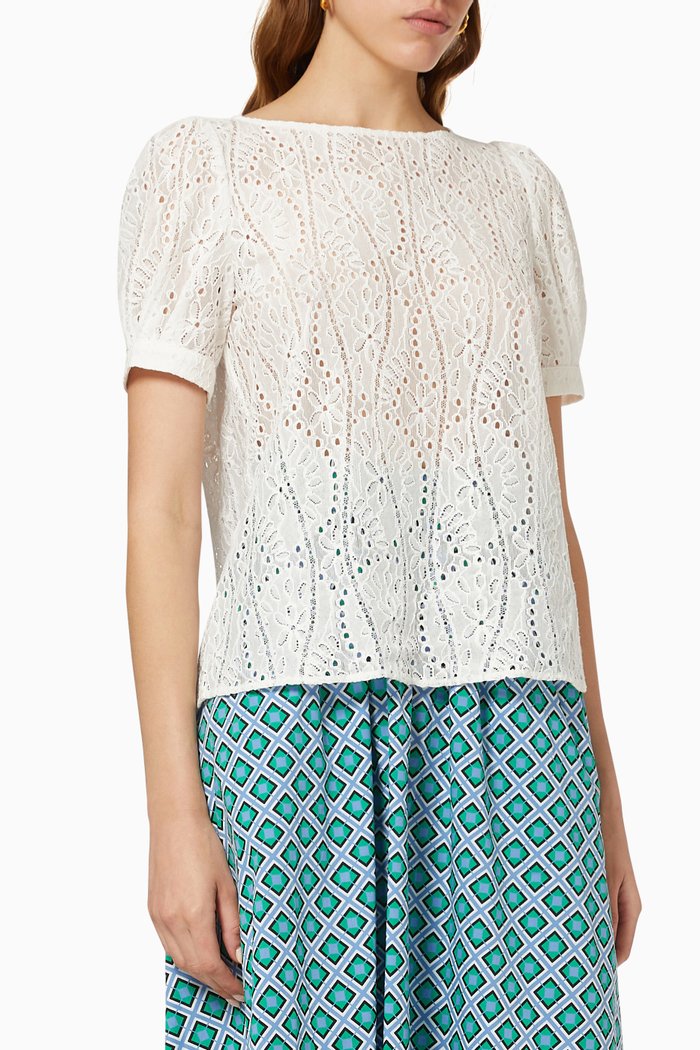 

Umico Blouse in Cotton Lace, White
