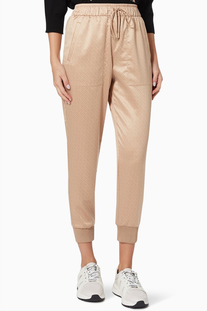 Nazione Monochrome Pants in Satin, Neutral