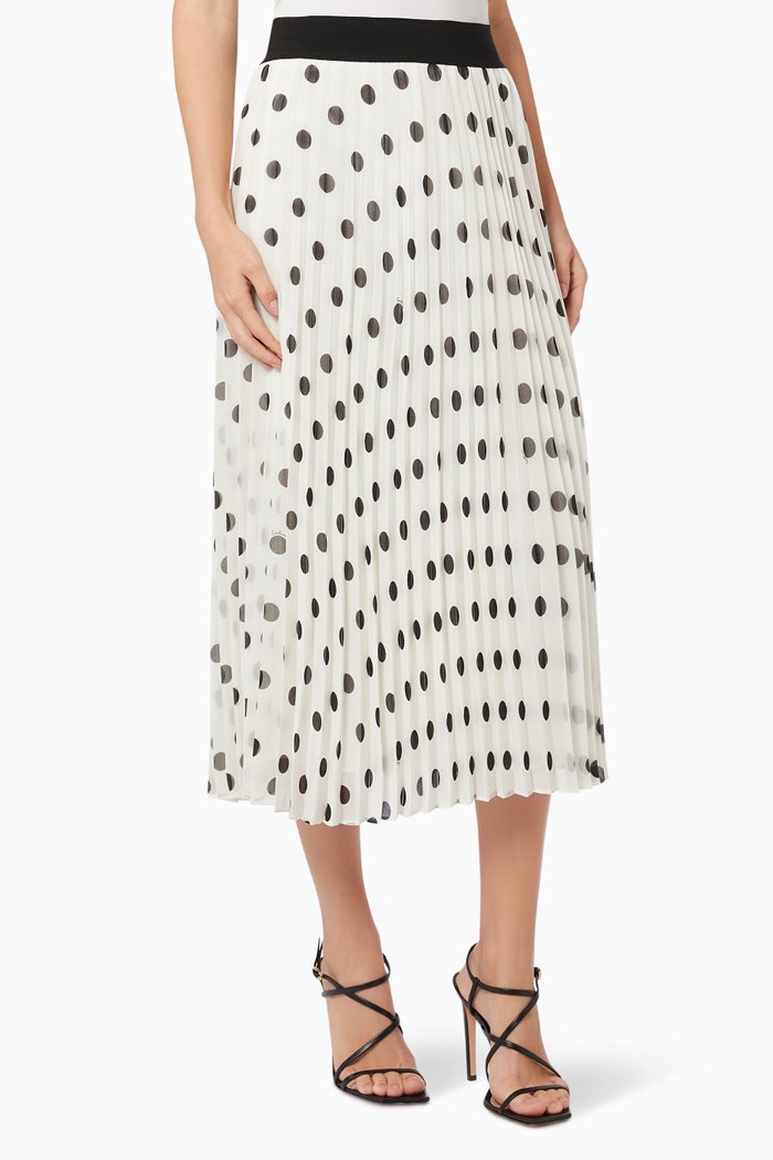 

Finezza Pleated Skirt in Pois Patterned Georgette, White