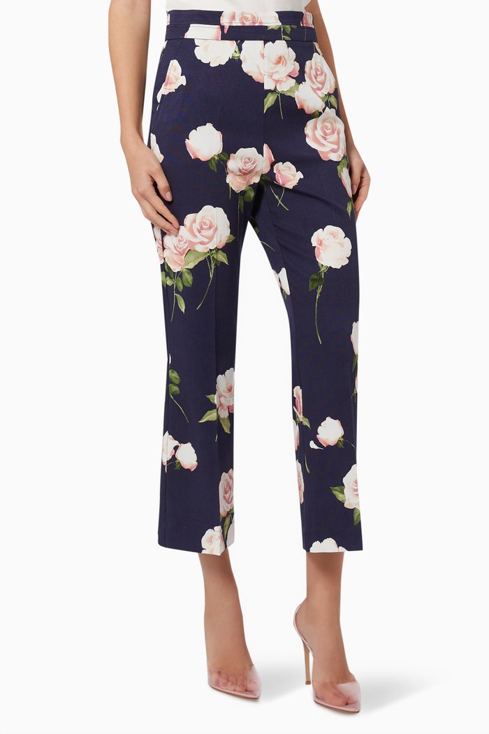 

Snack Patterned Trousers in Viscose Blend, Blue