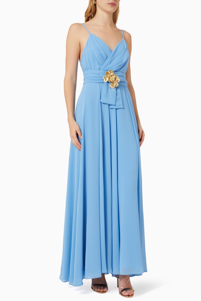 

Floral Embellished Long Dress, Blue