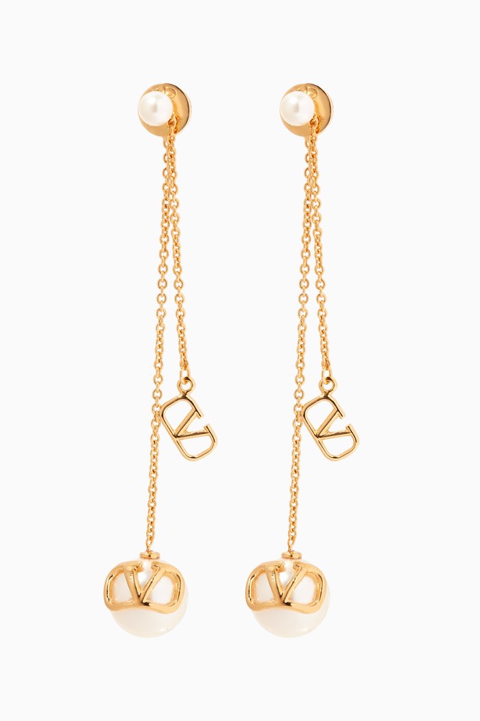 

Valentino Garavani VLOGO Pearl Drop Earrings, Gold