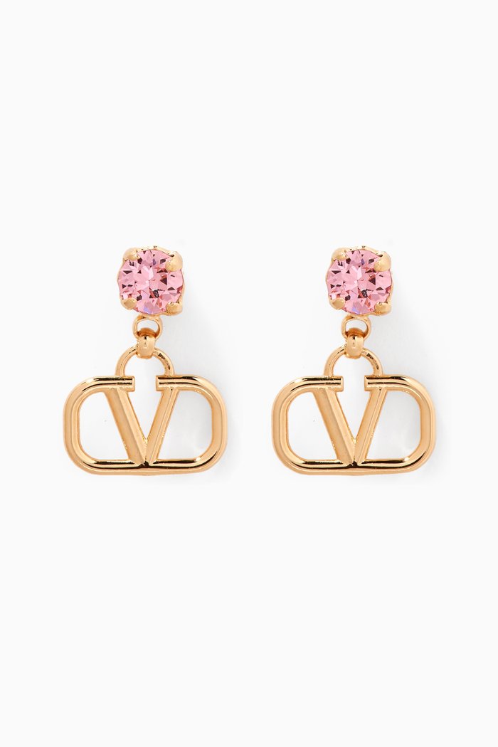 

Valentino Garavani VLOGO Crystal Drop Earrings, Pink