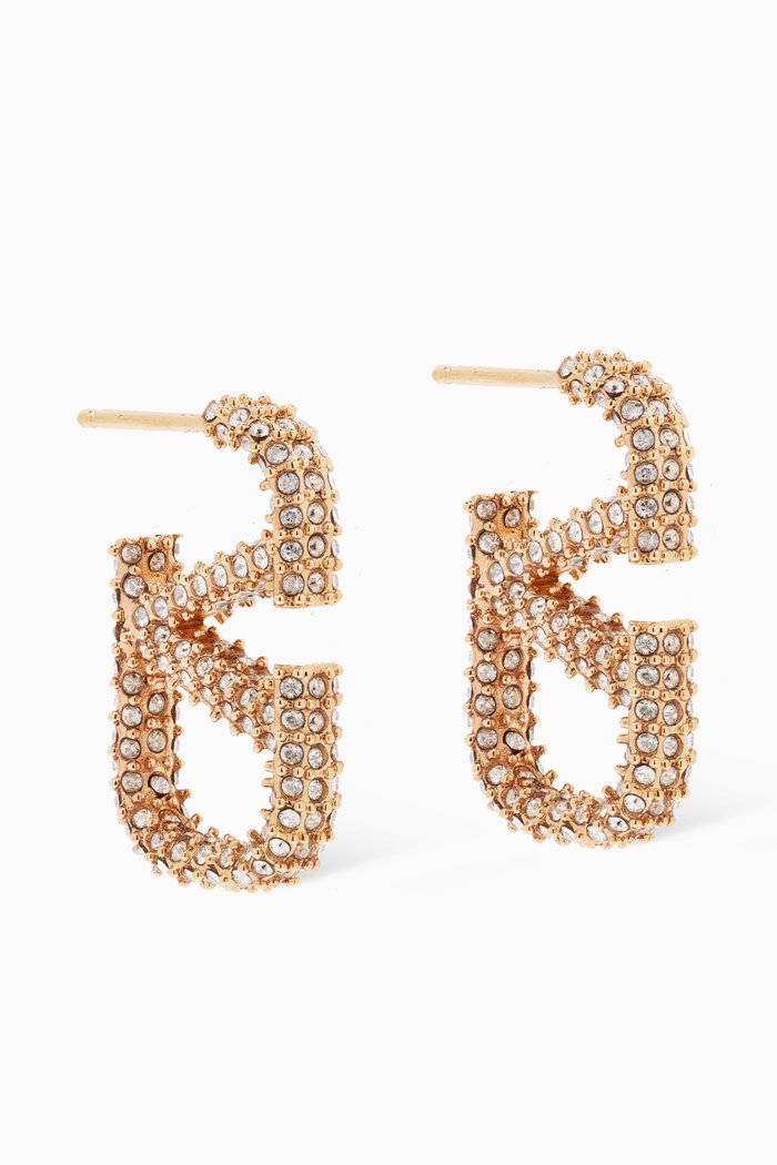 Valentino Garavani VLOGO Strass Earrings, Gold