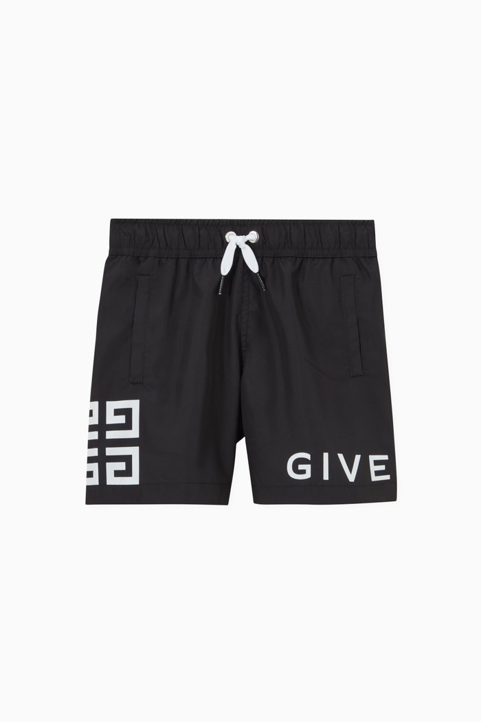 

Logo Print Swim Shorts in Nylon, Black