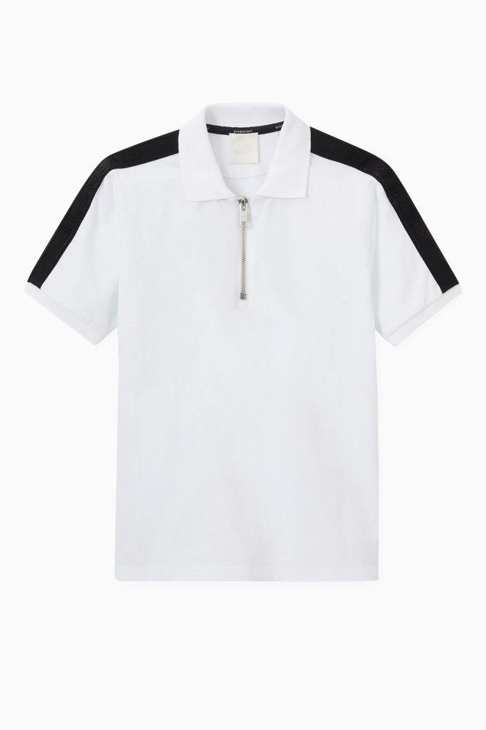 

Zip Closure Polo Shirt in Cotton Piquet, White