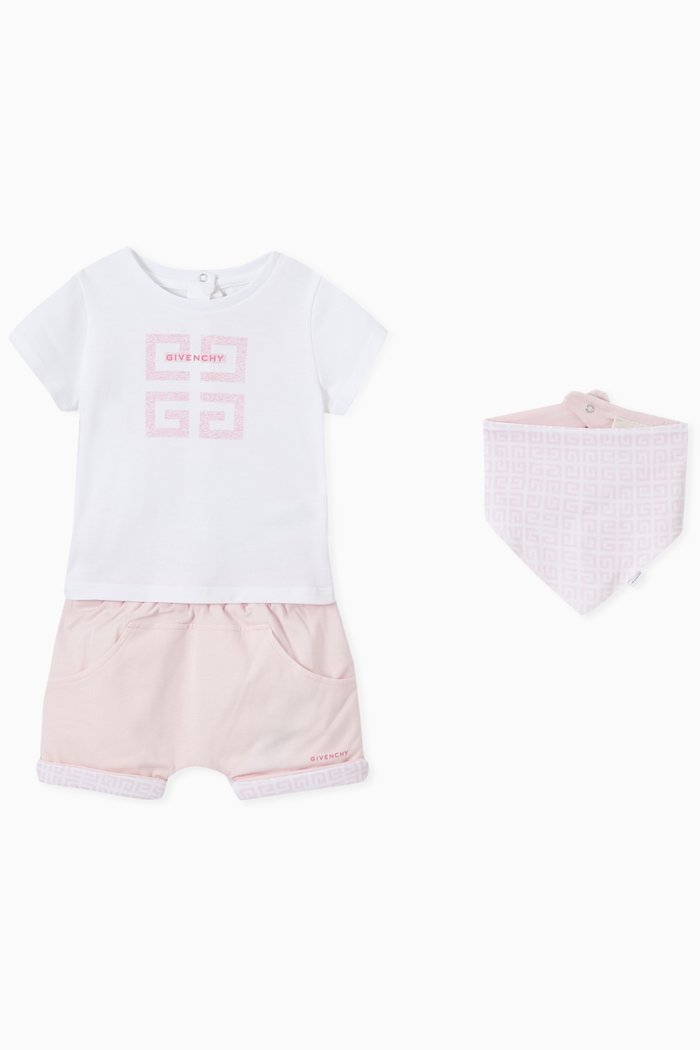 Logo Print Outfit, Set of Three, Pink