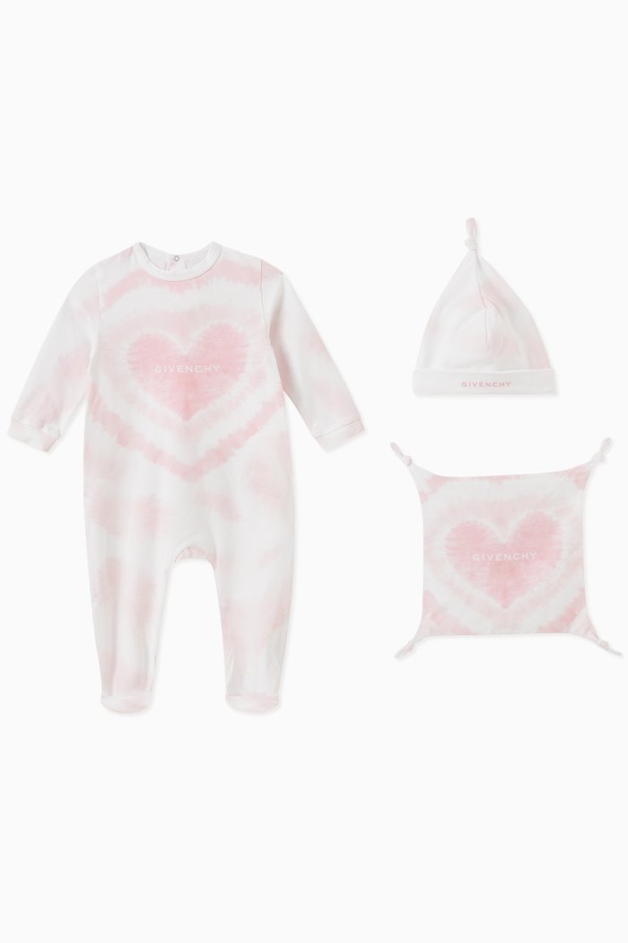 

Heart Print Pyjama in Organic Cotton, Set of 3, Pink