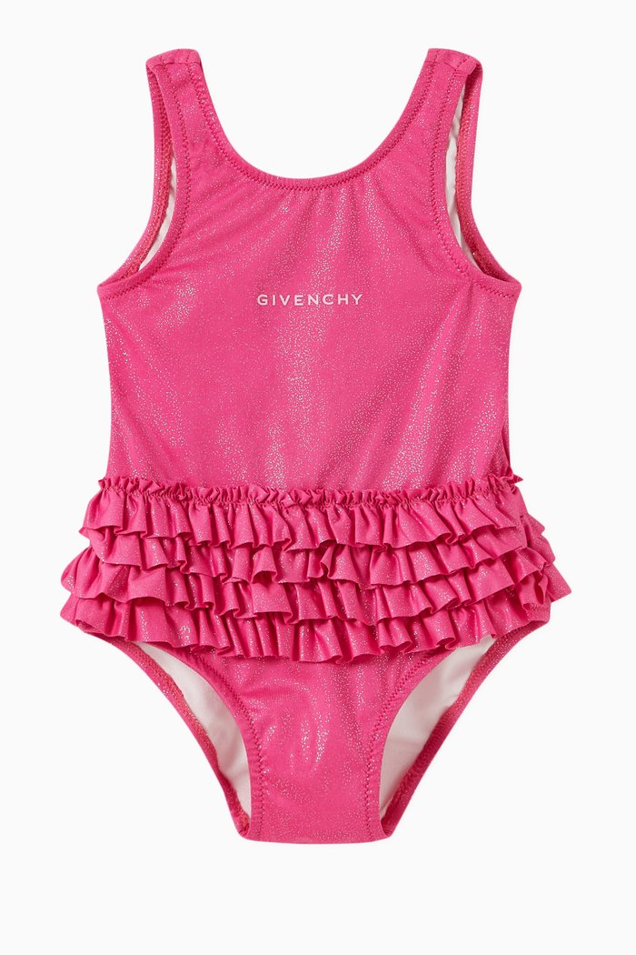

Ruffled Swimsuit in Technical Fabric, Pink