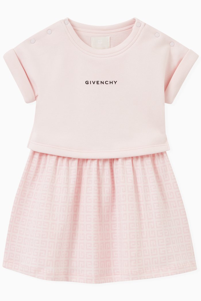 

Logo Print Dress in Cotton, Pink