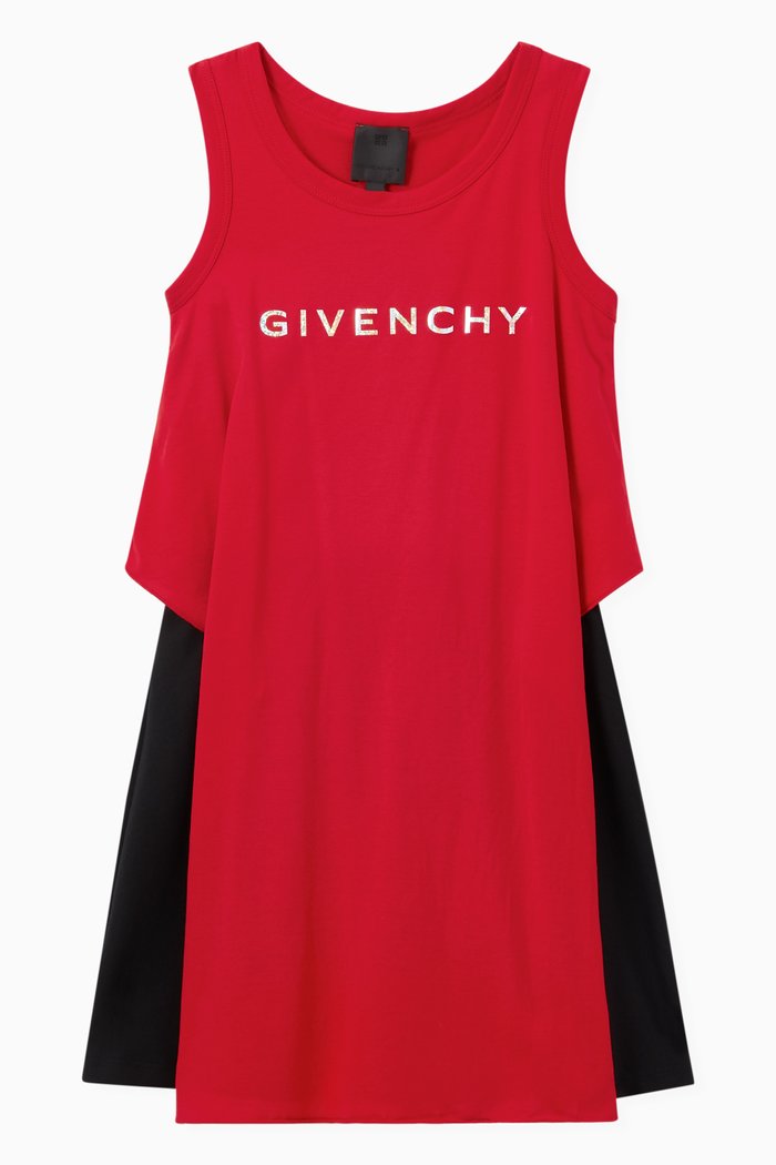 

Holographic Logo Layered Dress in Cotton, Multicolour