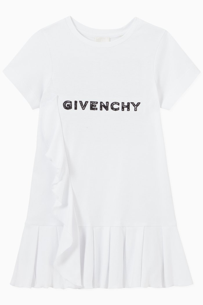 

Lace Detail T-Shirt Dress in Cotton, White