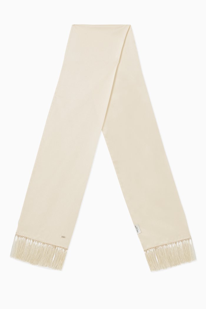 

Fringe Scarf in Silk, White