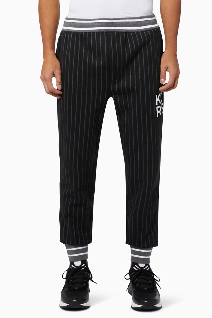 

Pinstripe Logo Joggers in Cotton Jersey, Black