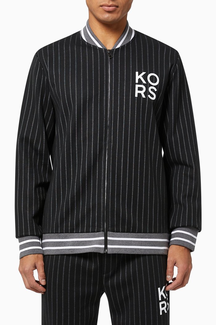 

Pinstripe Logo Jacket in Cotton Jersey, Black