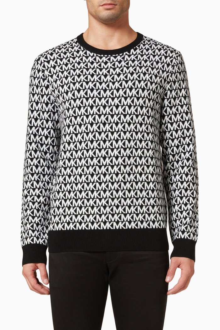

Logo Jacquard Sweater in Merino Wool, Black