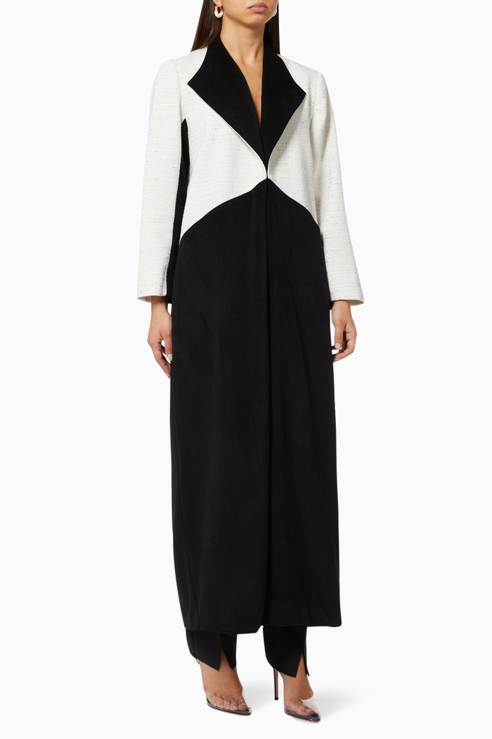Two Tone Abaya in Structured Tweed, Multicolour