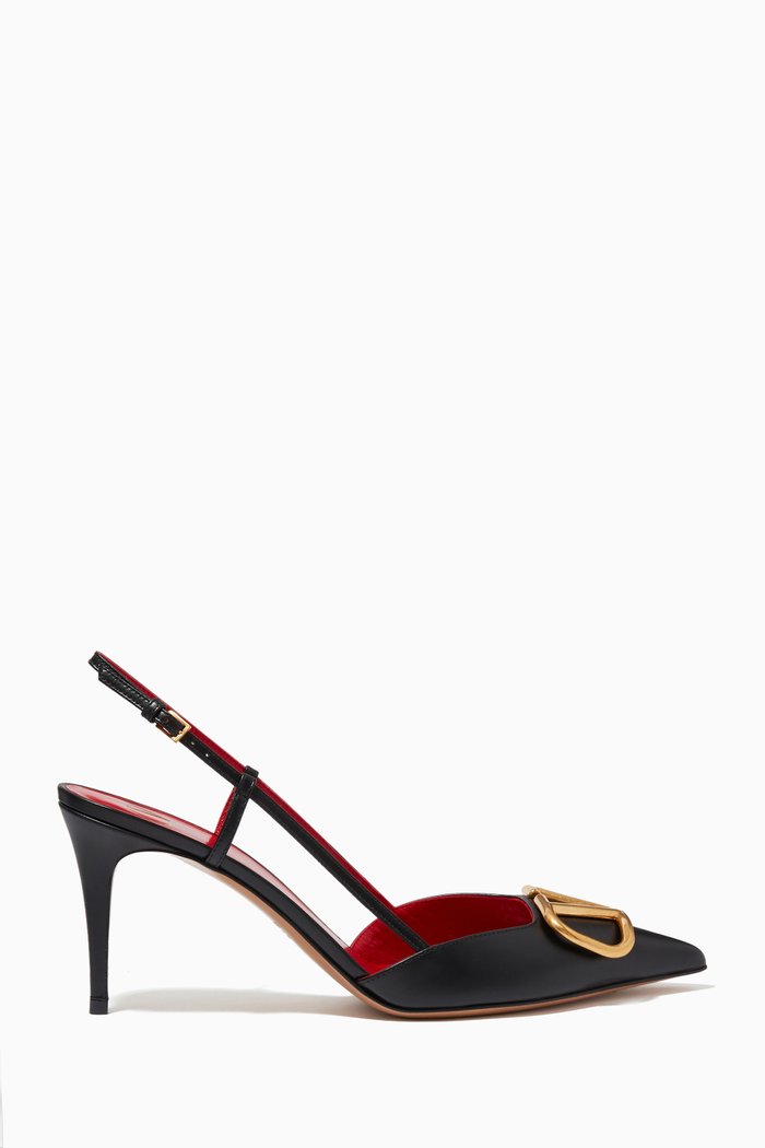 

Valentino Garavani VLOGO Slingback Pumps in Leather, Black