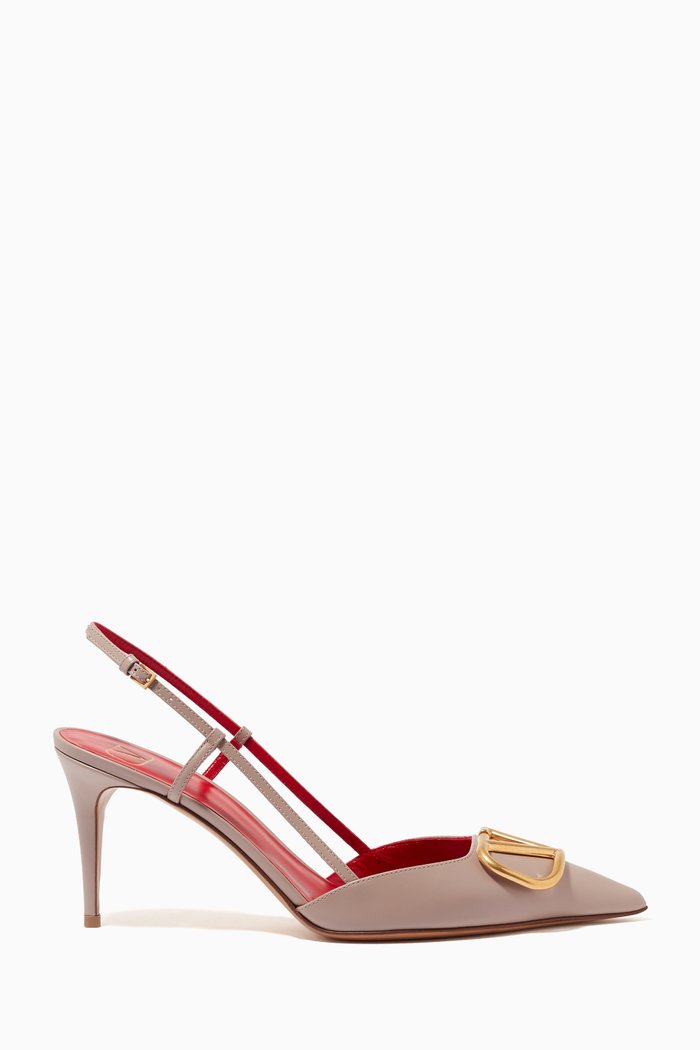 

Valentino Garavani VLOGO Slingback Pumps in Leather, Neutral