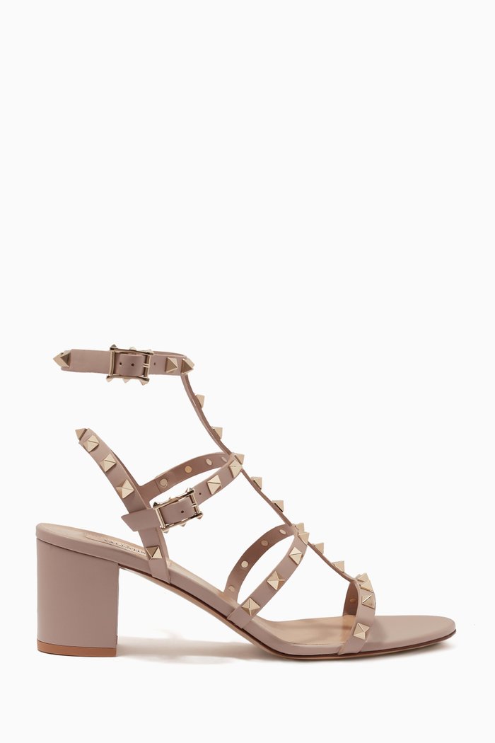 

Valentino Garavani Rockstud Sandals in Leather, Neutral