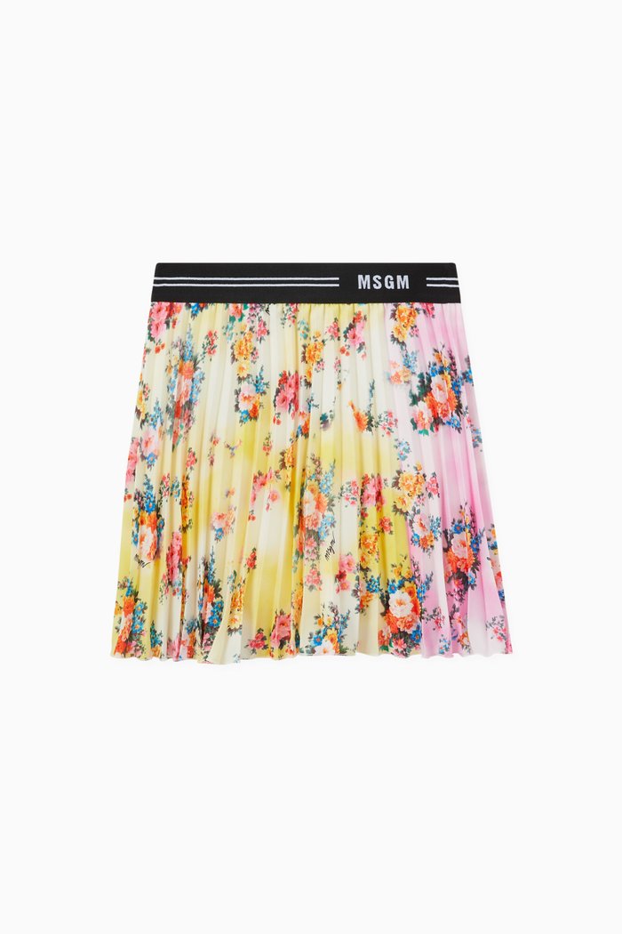 

Floral Pleated Skirt in Polyester, Multicolour