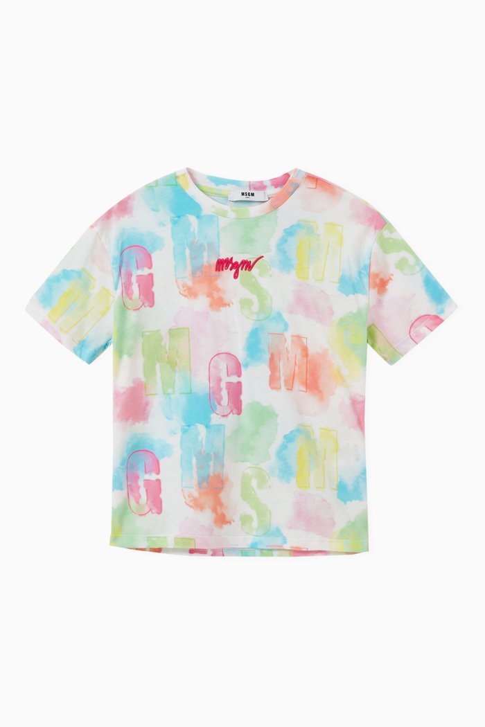

All-over Logo Paint Print T-Shirt in Cotton, Multicolour