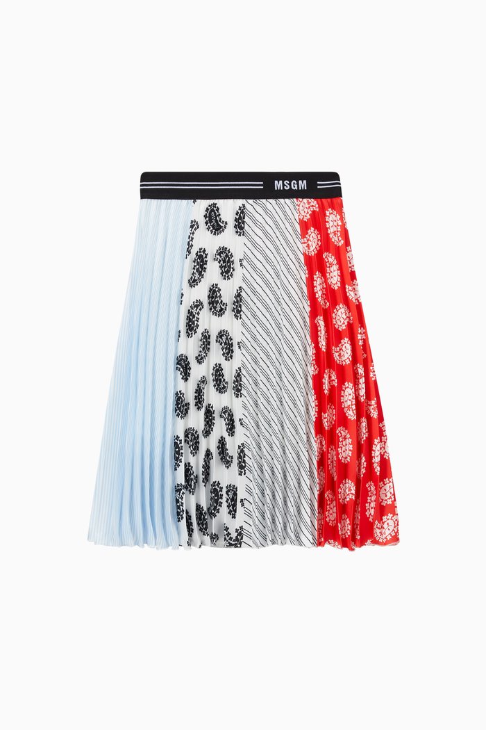 

Multi Patchwork Pleated Skirt, Multicolour