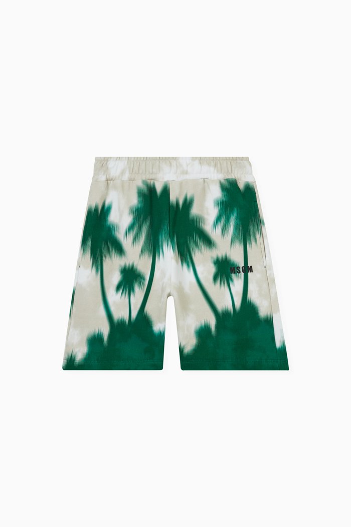 

Tie-dye Tree Print Shorts in Cotton Jersey, Green