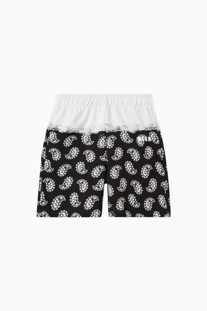 

Bicolor Bandana Print Shorts in Cotton, Black