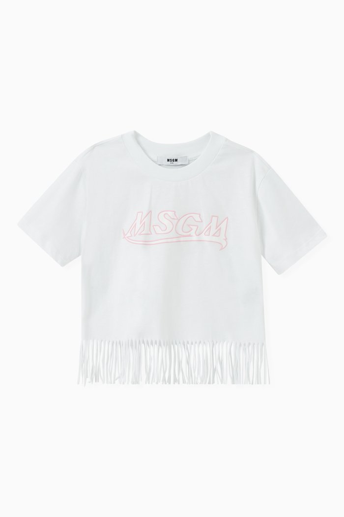 

Logo Fringe T-Shirt in Cotton, White