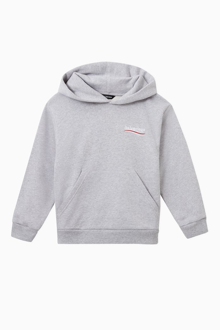 Sporty Logo Hoodie in Cotton Jersey, Grey