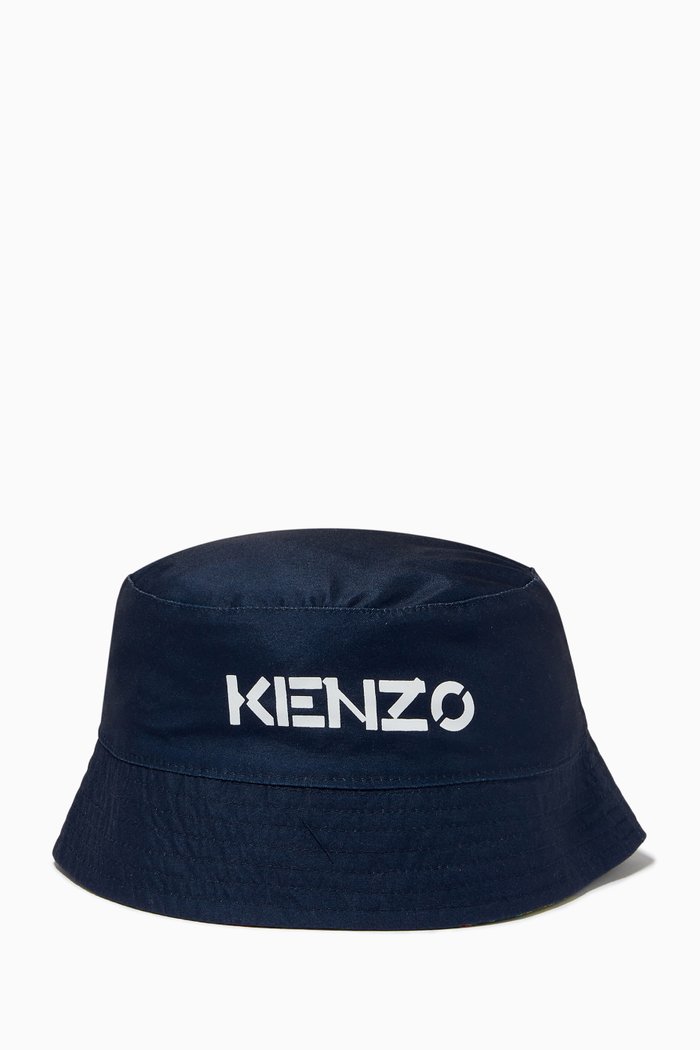 

Reversible Logo Bucket Hat in Canvas, Blue