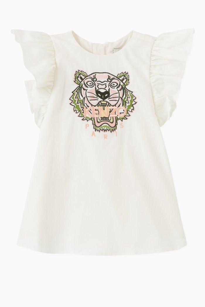 

Embroidered Tiger Dress in Cotton, Neutral