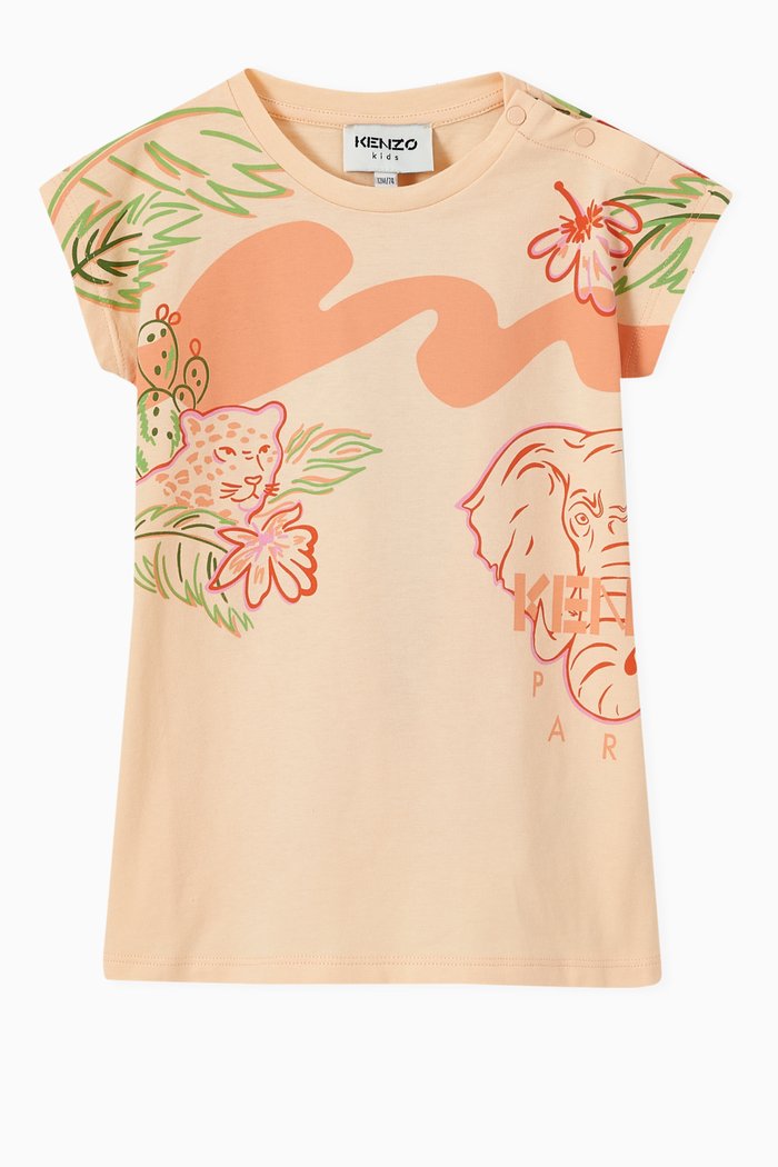 

Multi Icons Print Dress in Cotton, Red