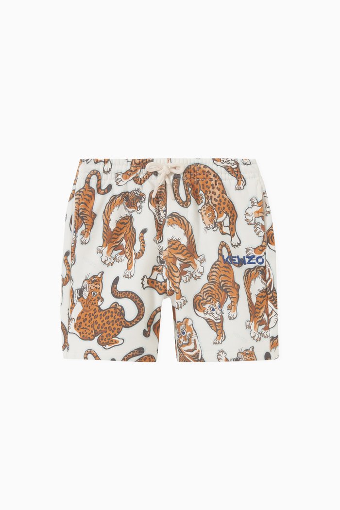 

Tiger Animal Print Shorts in Cotton, Neutral