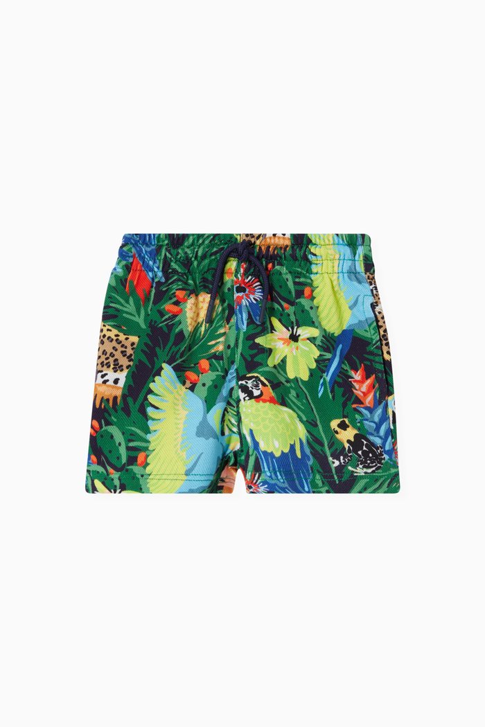 Tropical Print Swimming Shorts, Blue