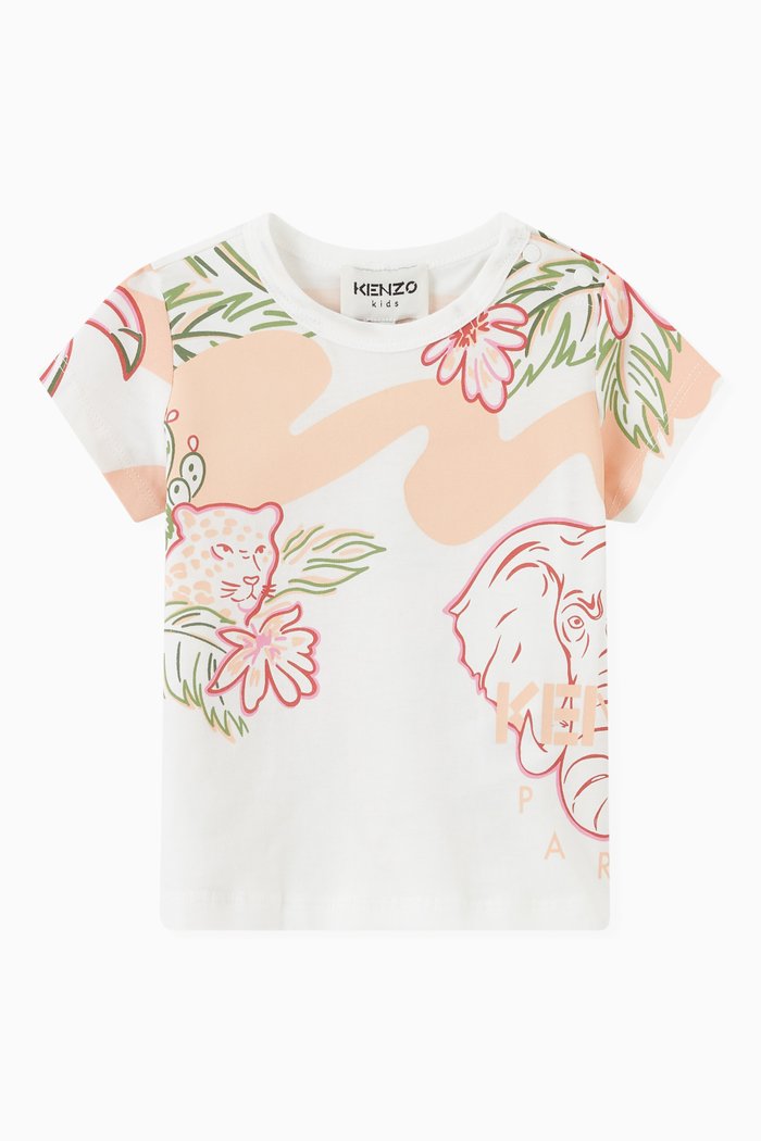 Animal Print T-shirt in Cotton, Neutral