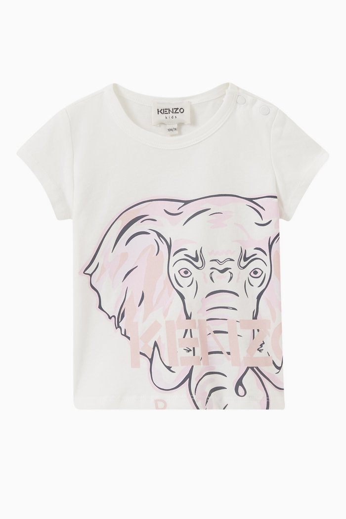 

Elephant Print T-shirt in Organic Cotton, Neutral