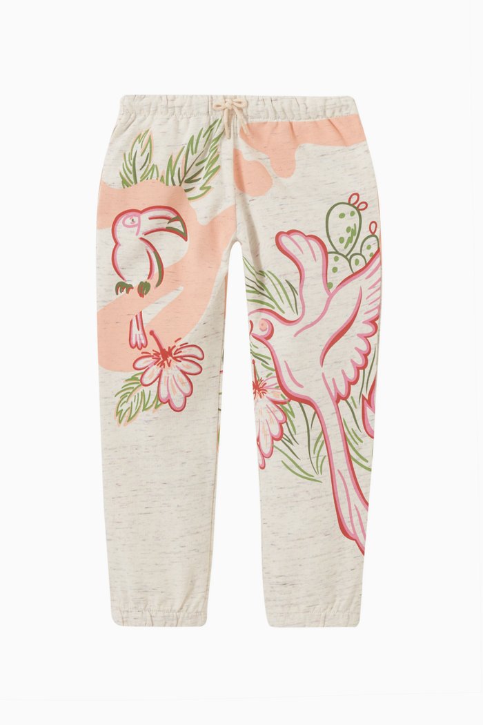 

Bird Print Sweatpants in Cotton, Neutral