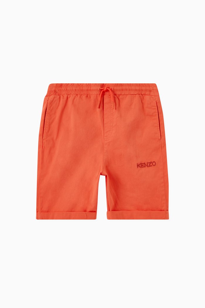 Logo Shorts in Cotton Twill, Red