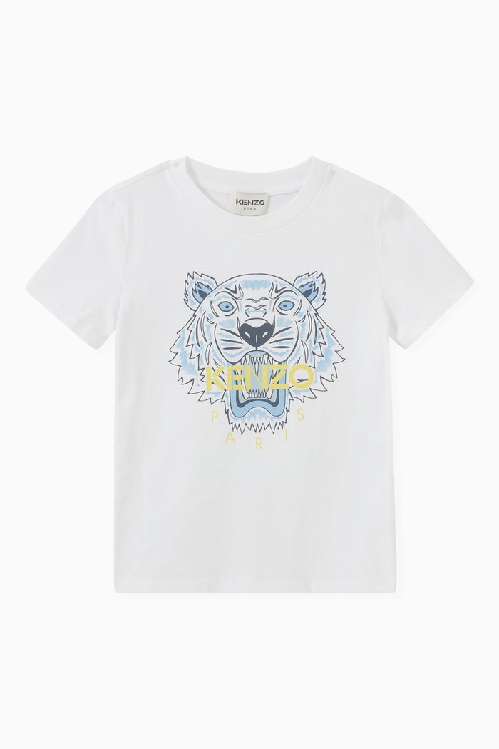 Tiger Print T-shirt in Cotton, White