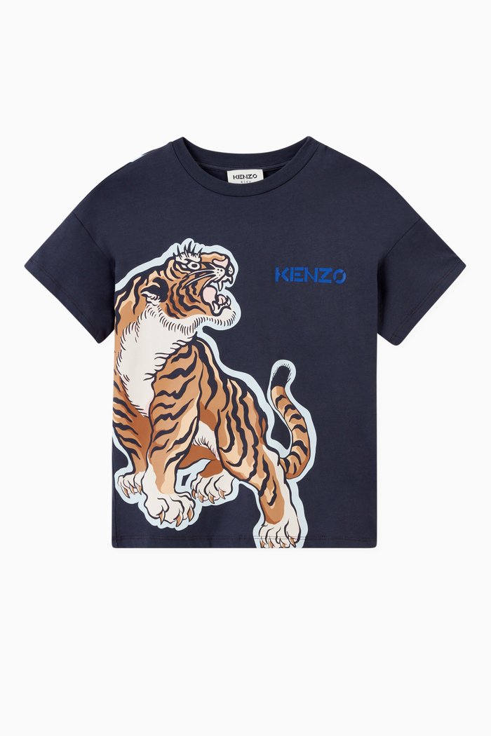 

Tiger Print T-Shirt in Organic Cotton, Grey