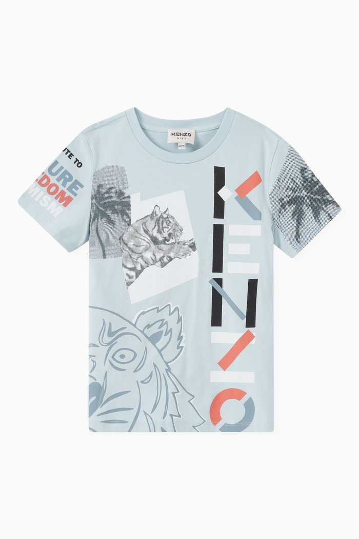 

Multicolour Print T-shirt in Cotton, Blue